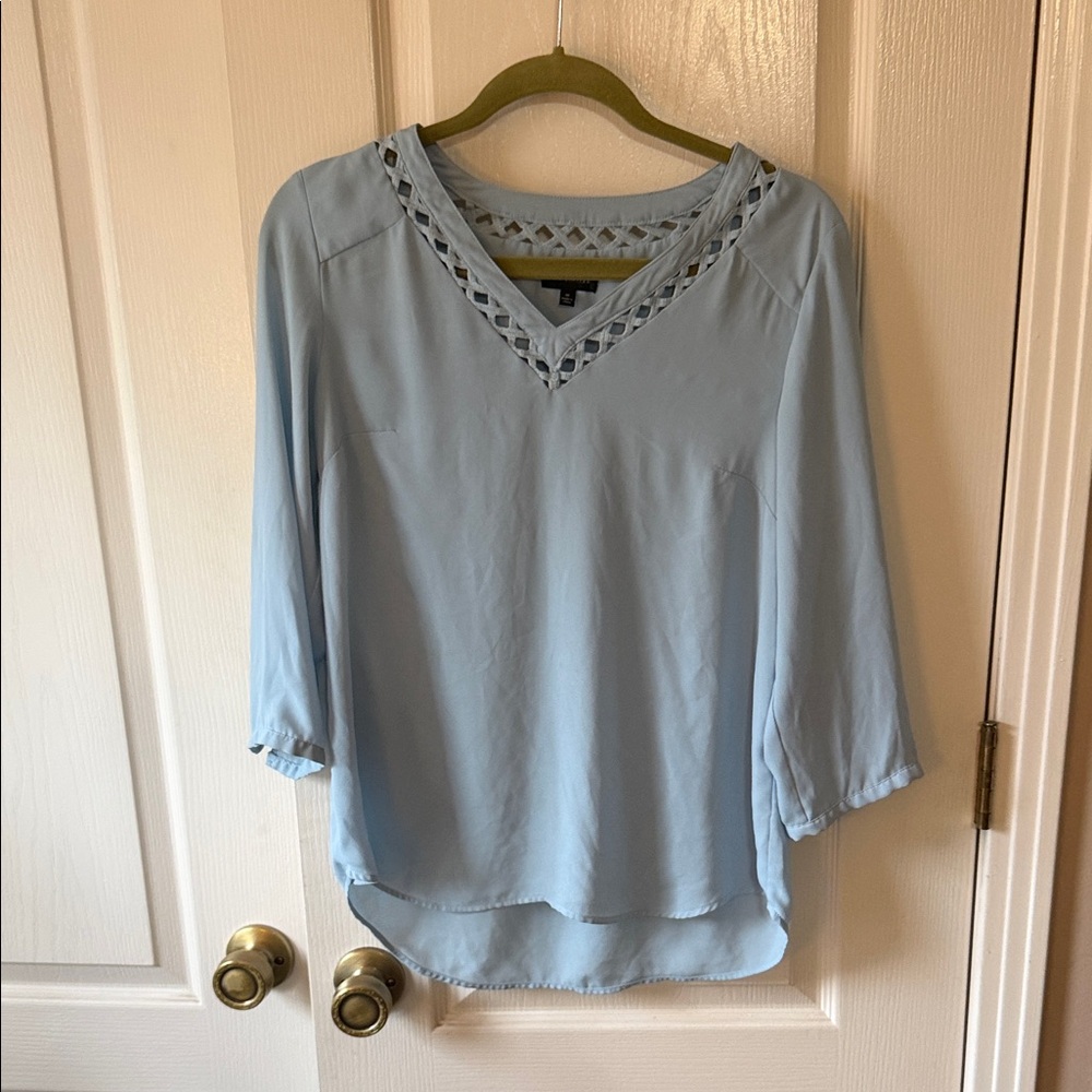 The Limited Sky Blue V-Neck Blouse